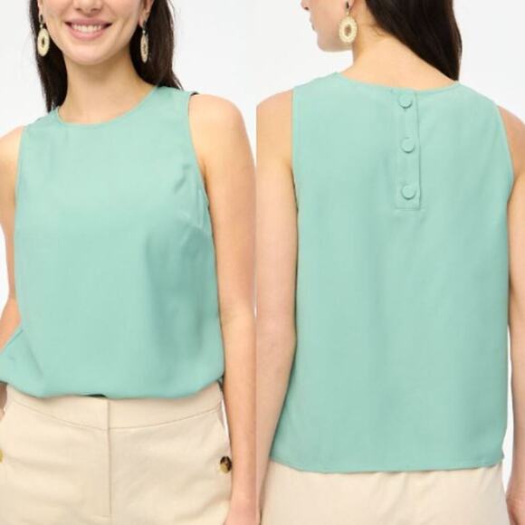 JCrew Factory Sleeveless Button-Back Shell BY429 Eucalyptus Steam Green Sz S NWT - Picture 1 of 4